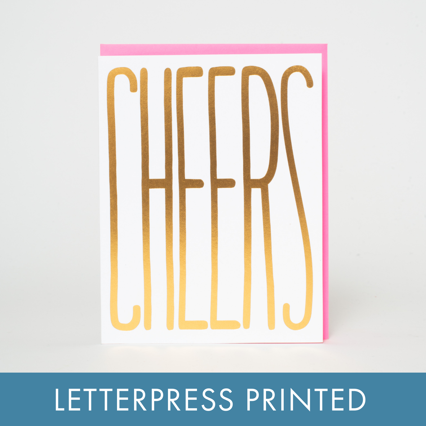Gold Cheers Letterpress Greeting Card by Ashkahn: Paper tab