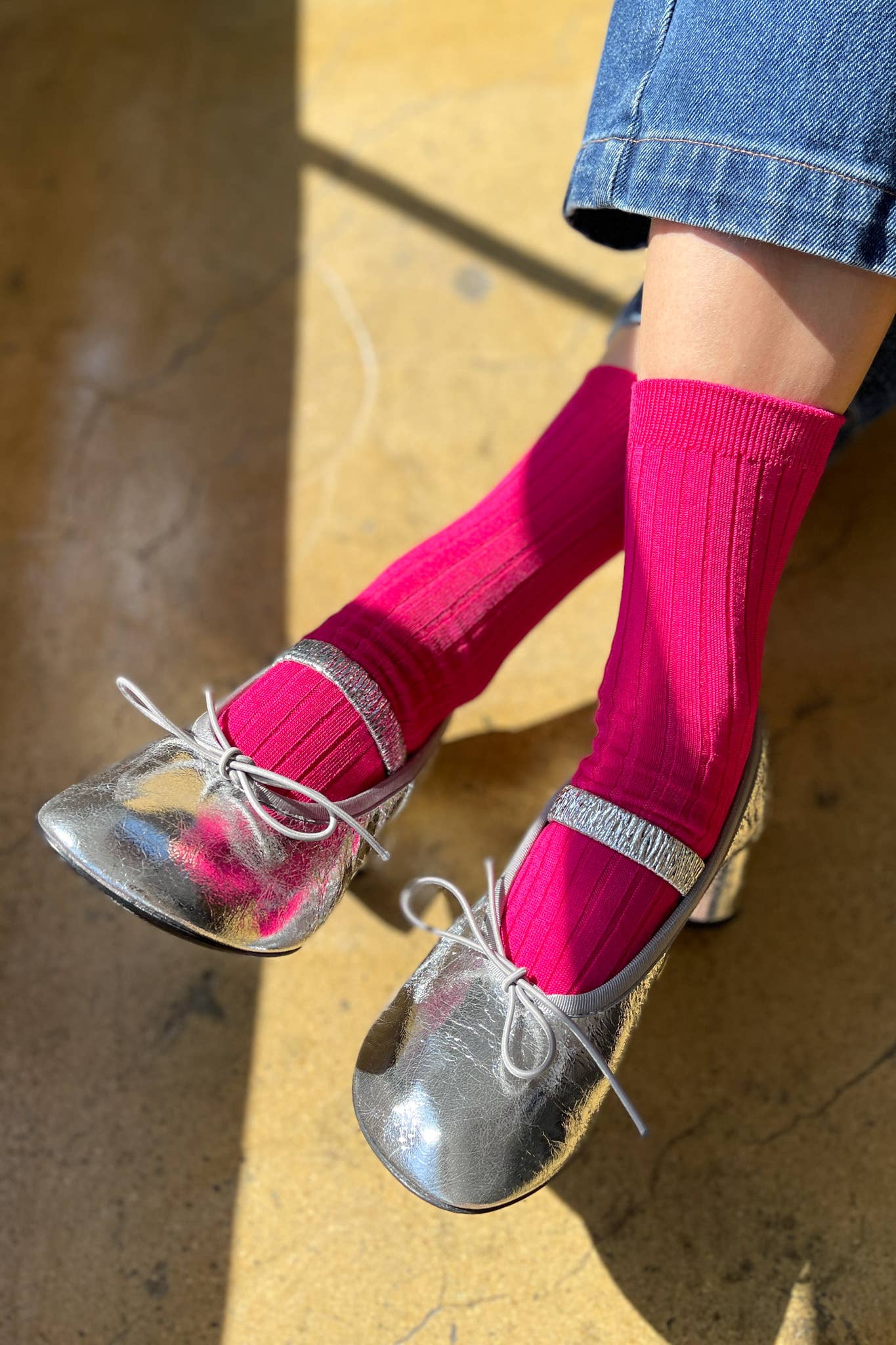 Her Socks - Mercerized Combed Cotton Rib: Fuchsia