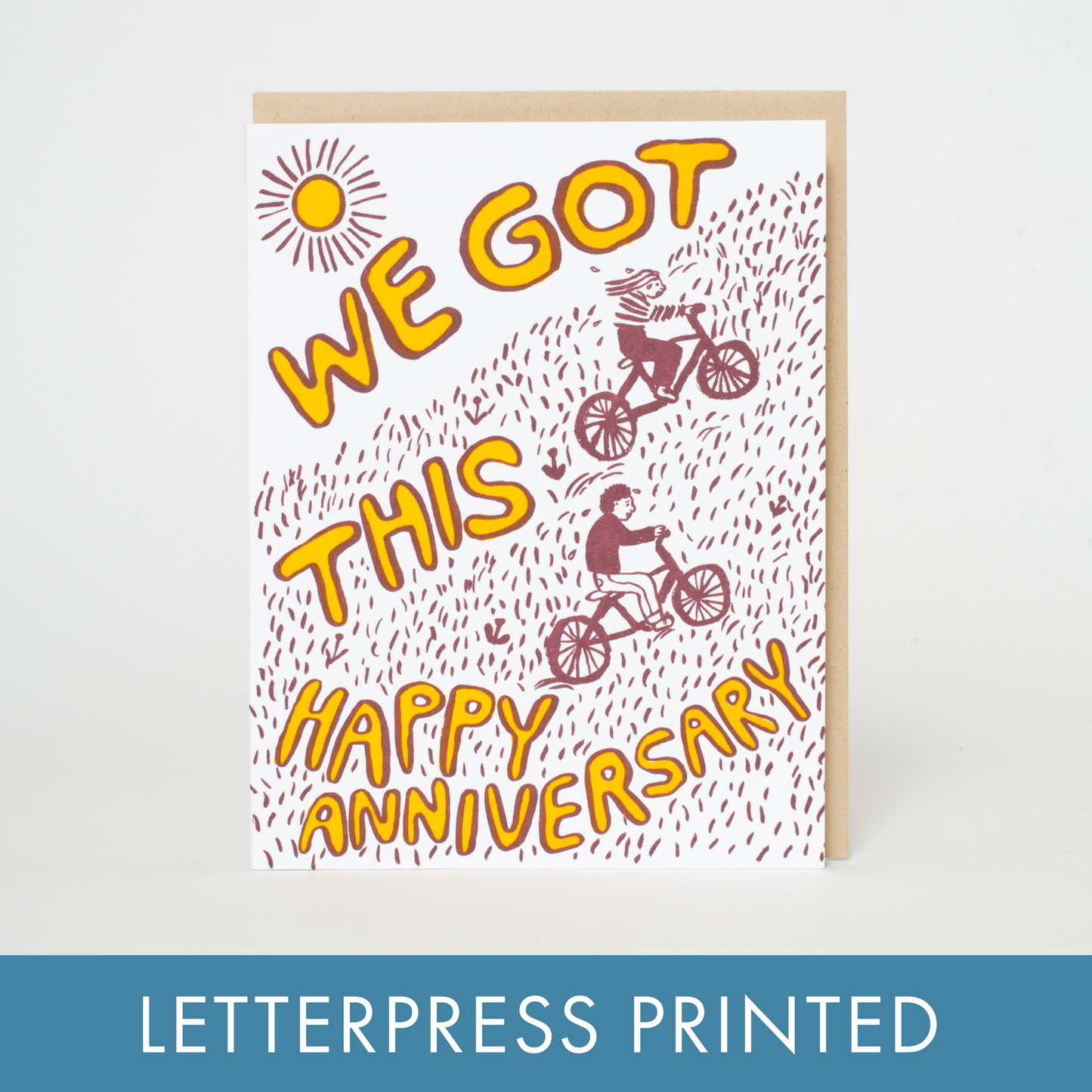Anniversary Bikes We Got This Letterpress Greeting Card by Egg Press: Paper tab