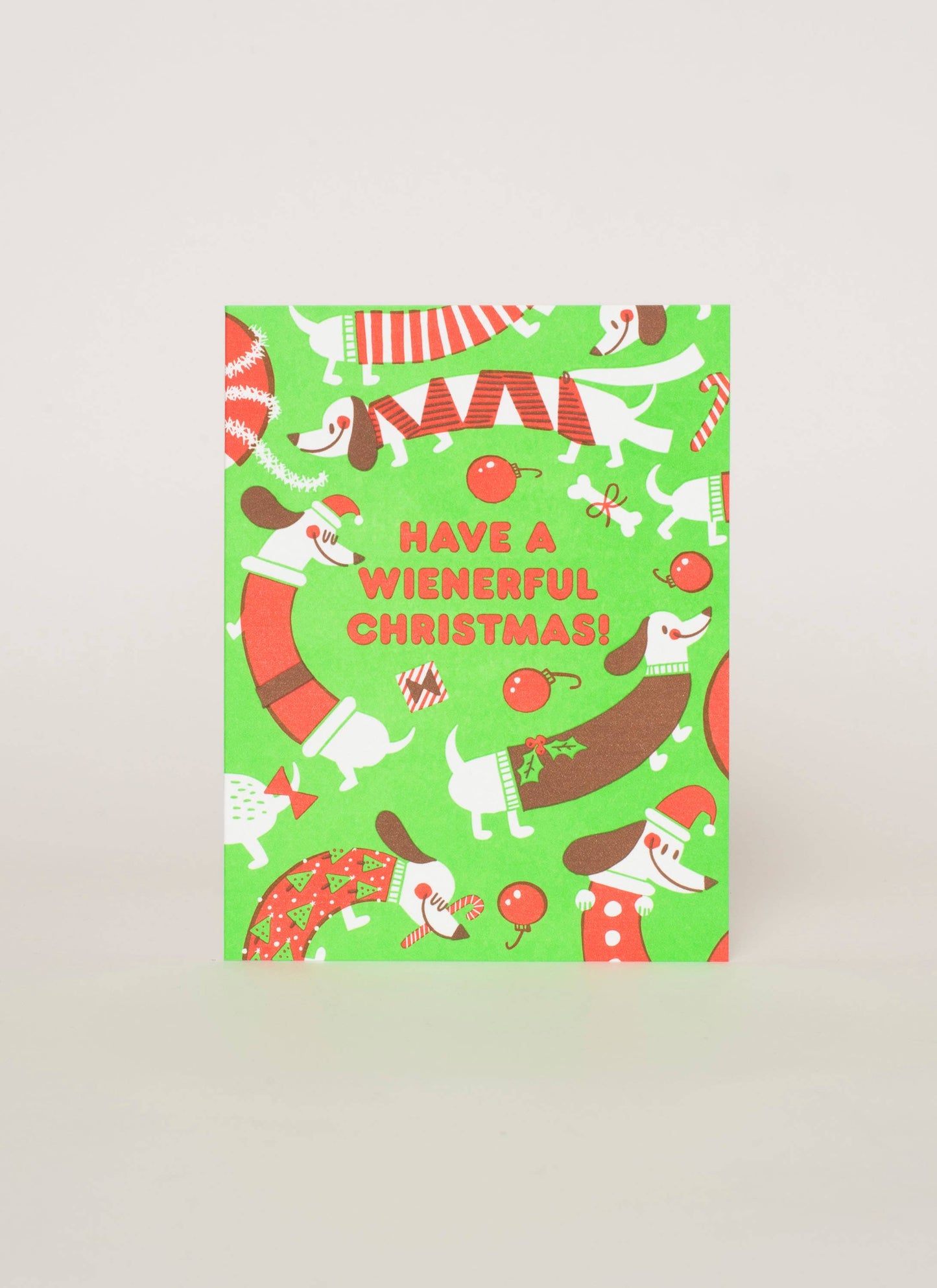 Wienerful Christmas Dogs Letterpress Greeting Card by Hello!Lucky : Paper tab