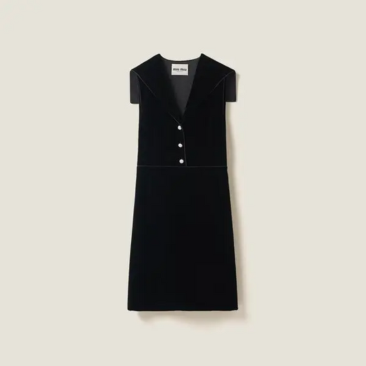 Miu Miu Black Velvet Mini Dress, Black, Size 2, NWT
