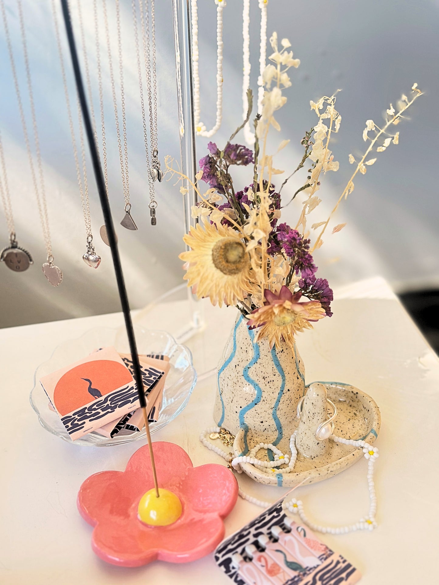 Flower Incense Stick Burner - Pink & Yellow - The Crowd Went Wild