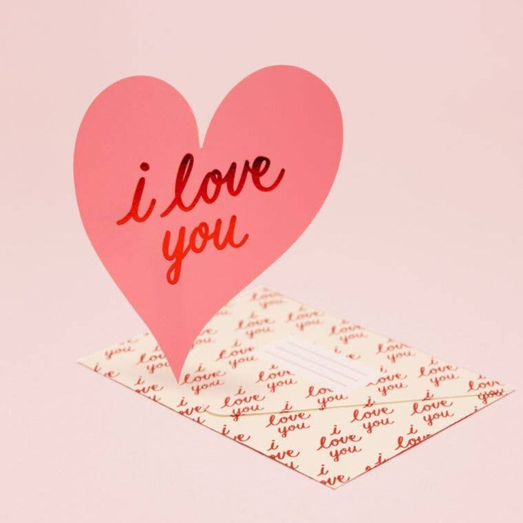 I Love You Heart Card - Pink - The Crowd Went Wild
