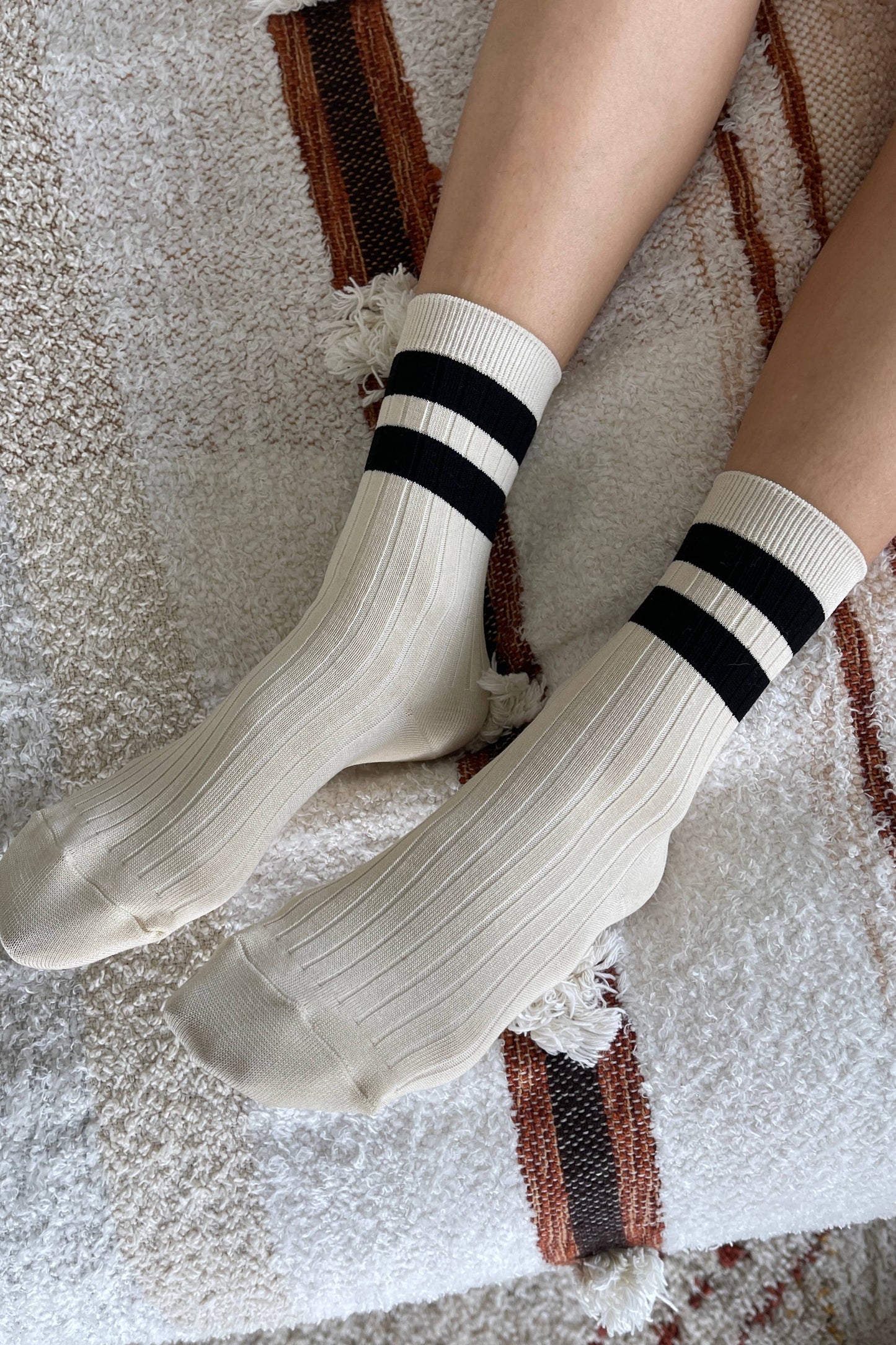 Her Socks - Varsity Cream Black - The Crowd Went Wild