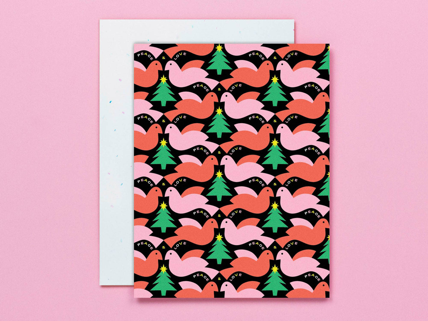 Peace & Love Doves Pattern Holiday Card - The Crowd Went Wild