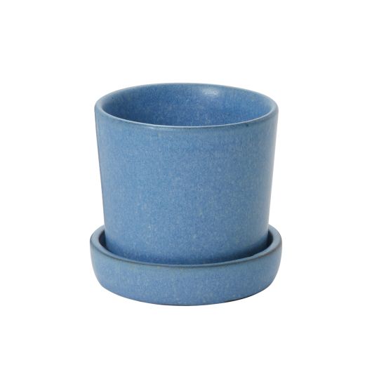Blue Ceramic Planter & Saucer - The Crowd Went Wild