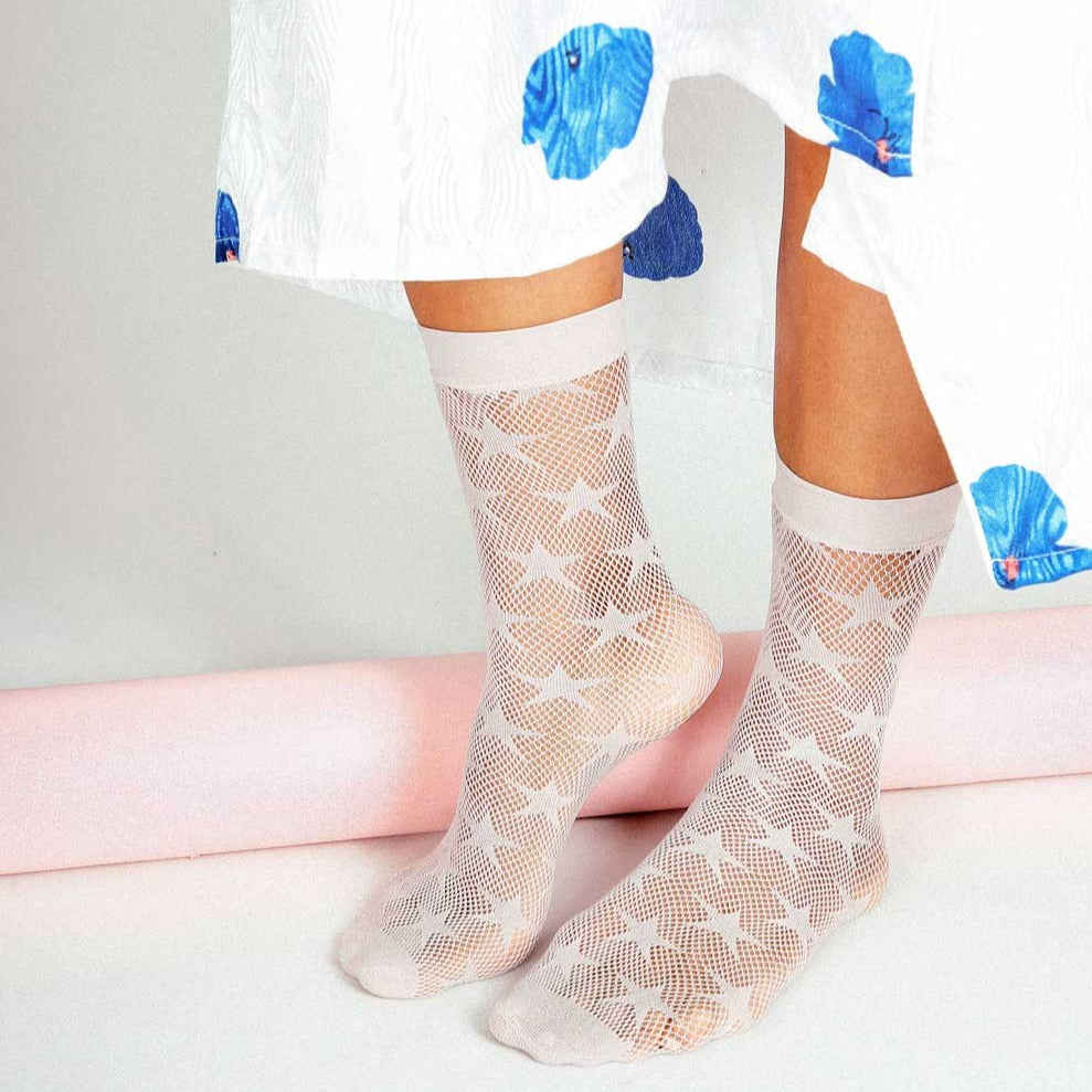 Fishnet Socks - Lavender Stars - The Crowd Went Wild