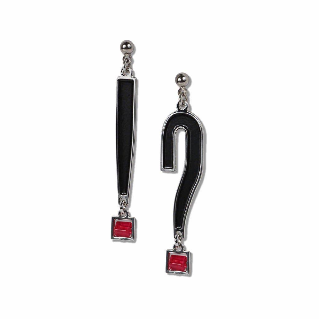 Dada - Red Bead - Black Enamel Earrings - The Crowd Went Wild