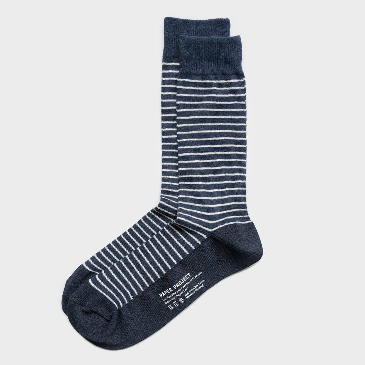 Nautical Stripe Crew Socks - Indigo - The Crowd Went Wild