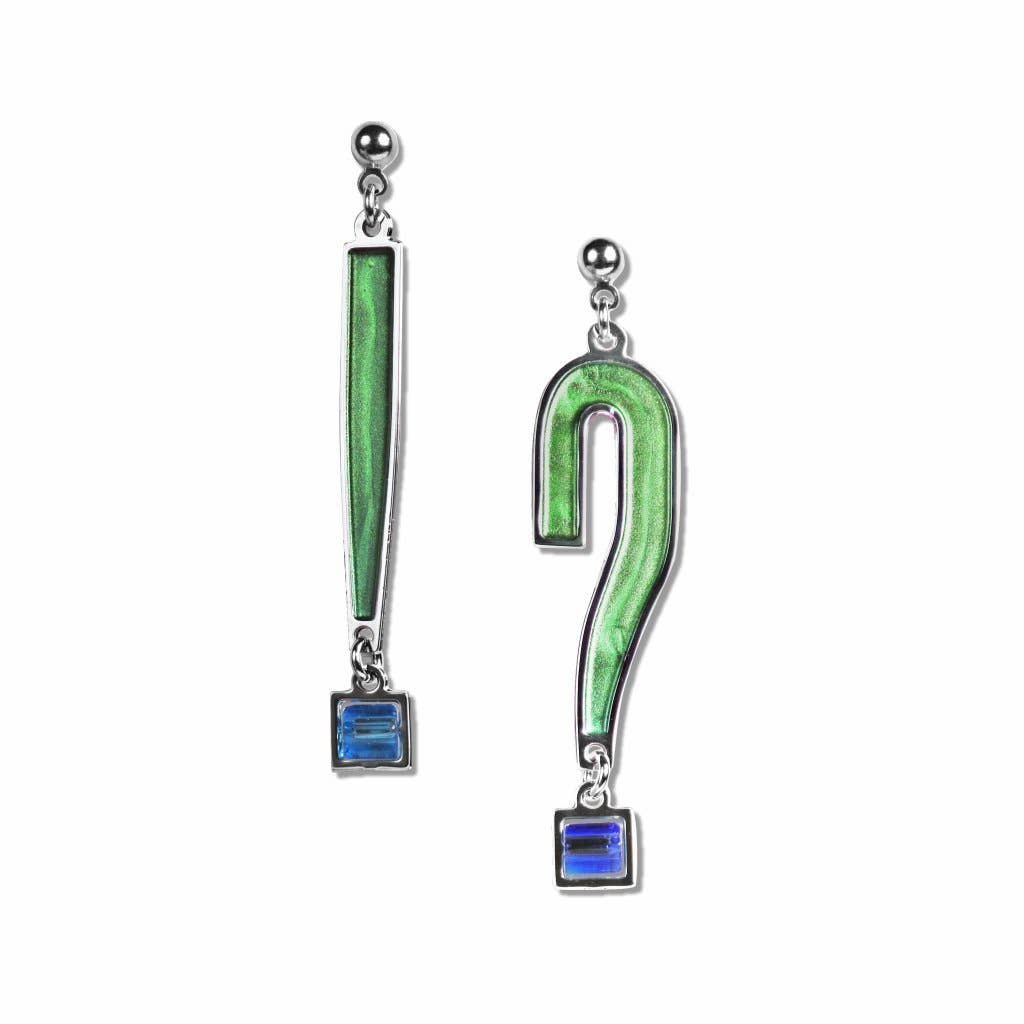Dada - Sapphire Bead - Green Enamel Earrings - The Crowd Went Wild