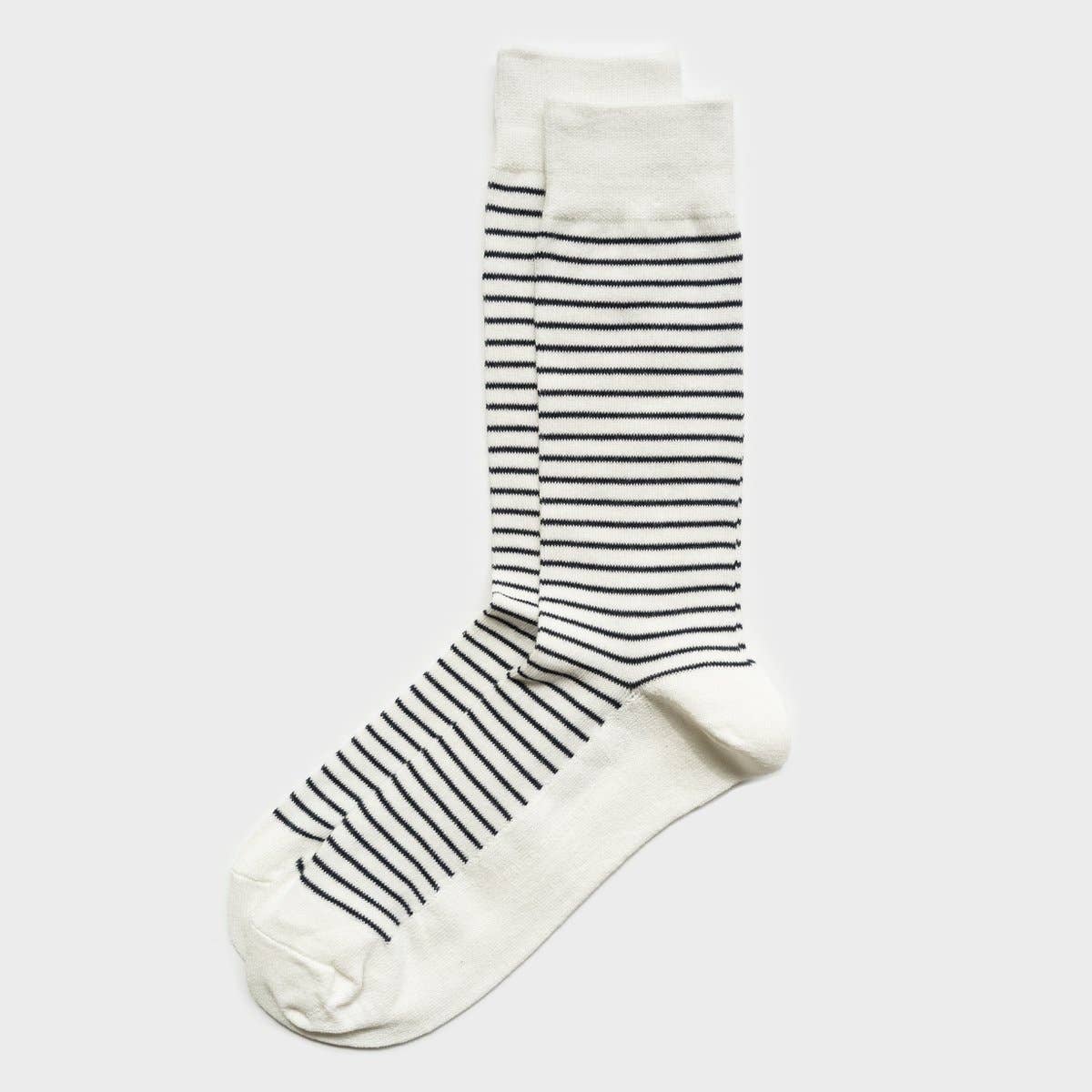 Nautical Stripe Crew Socks - White - The Crowd Went Wild