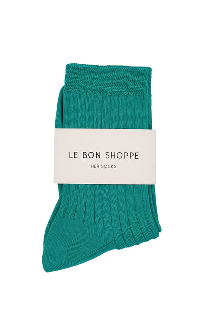 Her Socks - Mercerized Combed Cotton Rib: Cobalt