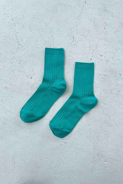Her Socks - Mercerized Combed Cotton Rib: Cobalt
