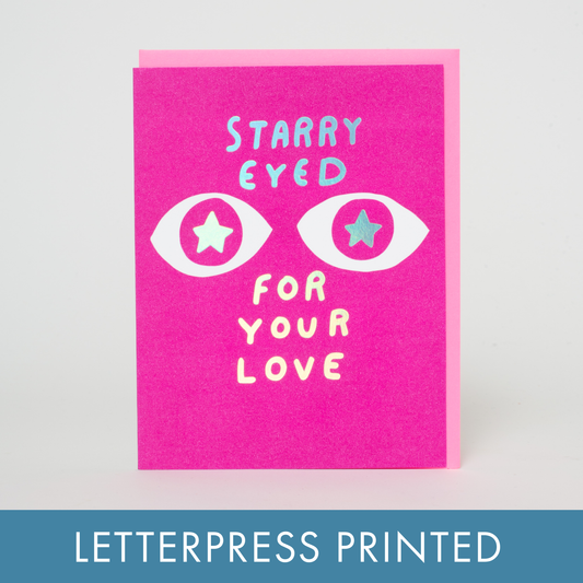 Starry Eyed For Your Love Letterpress Greeting Card by Ashkahn: Paper tab