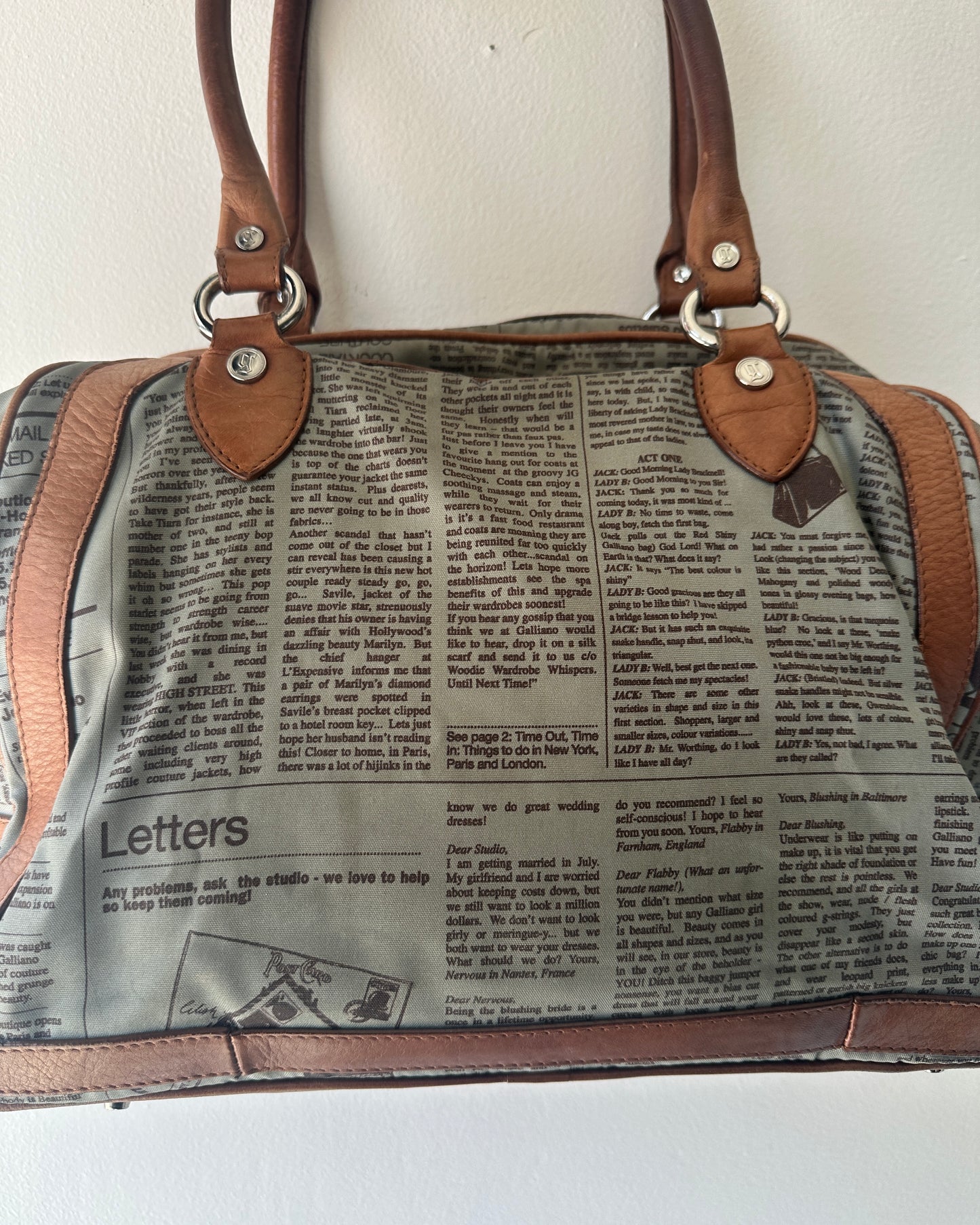 Vintage Galliano Newspaper Gazette Print Shoulder bag