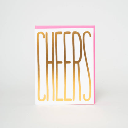 Gold Cheers Letterpress Greeting Card by Ashkahn: Paper tab
