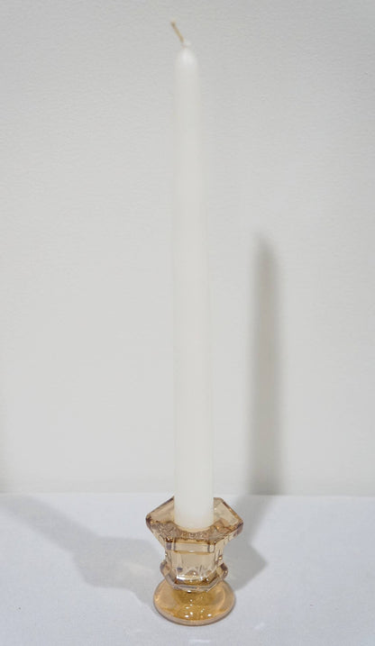 Glass Taper Candle Holder / Mauve