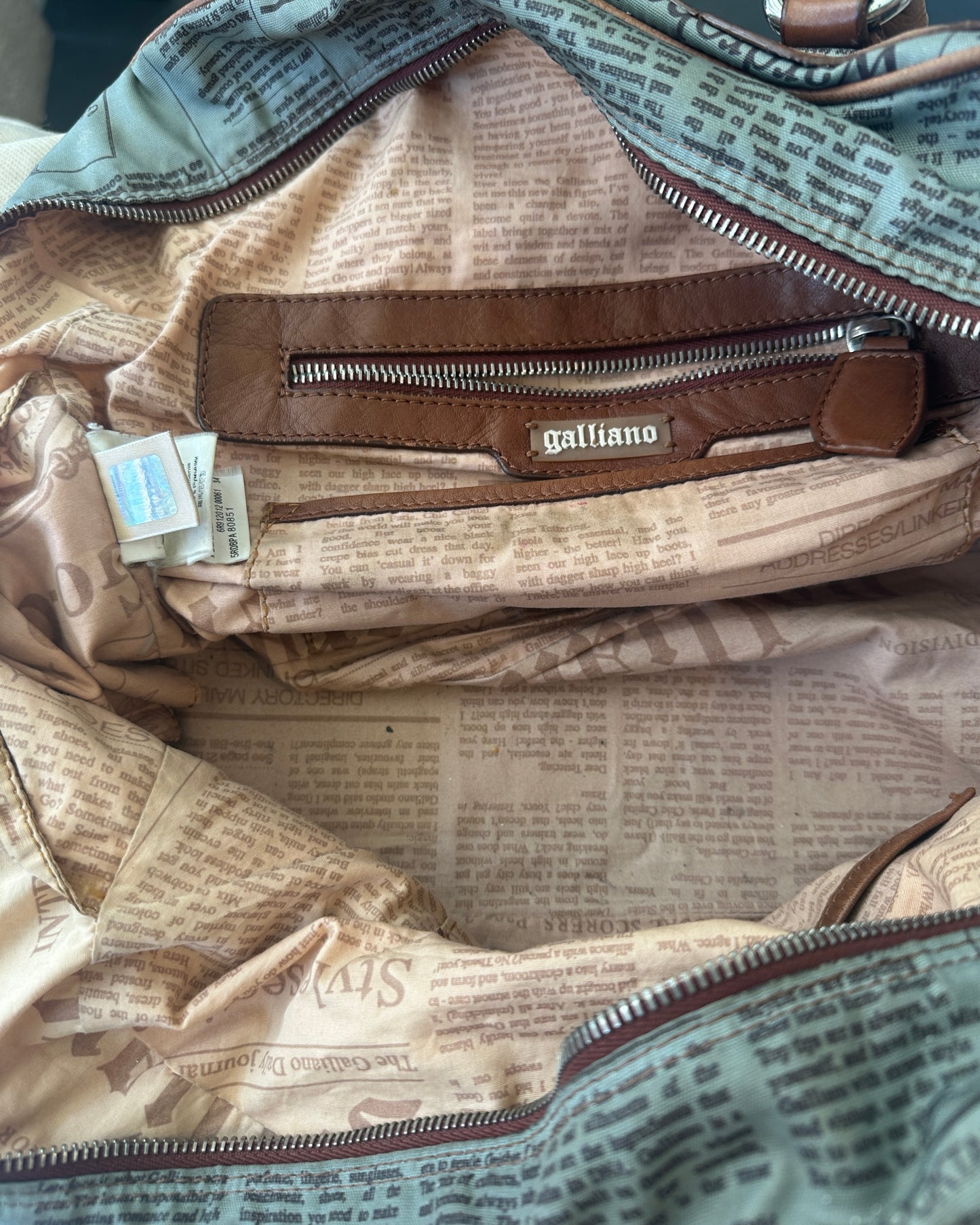 Vintage Galliano Newspaper Gazette Print Shoulder bag