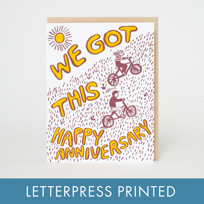 Anniversary Bikes We Got This Letterpress Greeting Card by Egg Press: Paper tab