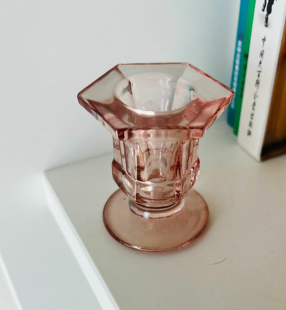 Glass Taper Candle Holder / Pearl
