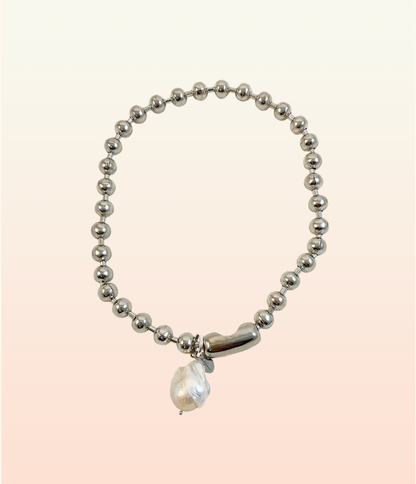 Ball Chain Pearl Necklace- 16” - The Crowd Went Wild