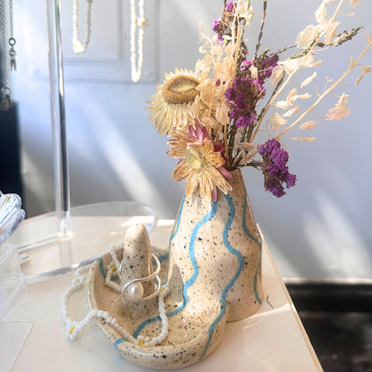 Blue Squiggle Vase & Ring Holder - The Crowd Went Wild