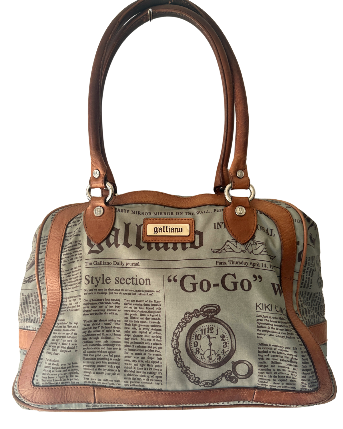 Vintage Galliano Newspaper Gazette Print Shoulder bag