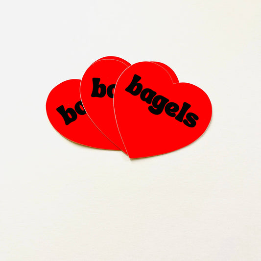 Bagels Red Heart Sticker Jewish restaurant bakery gifts - The Crowd Went Wild