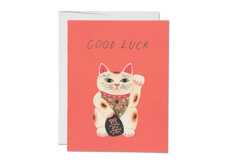 Good Luck Kitty encouragement greeting card - The Crowd Went Wild