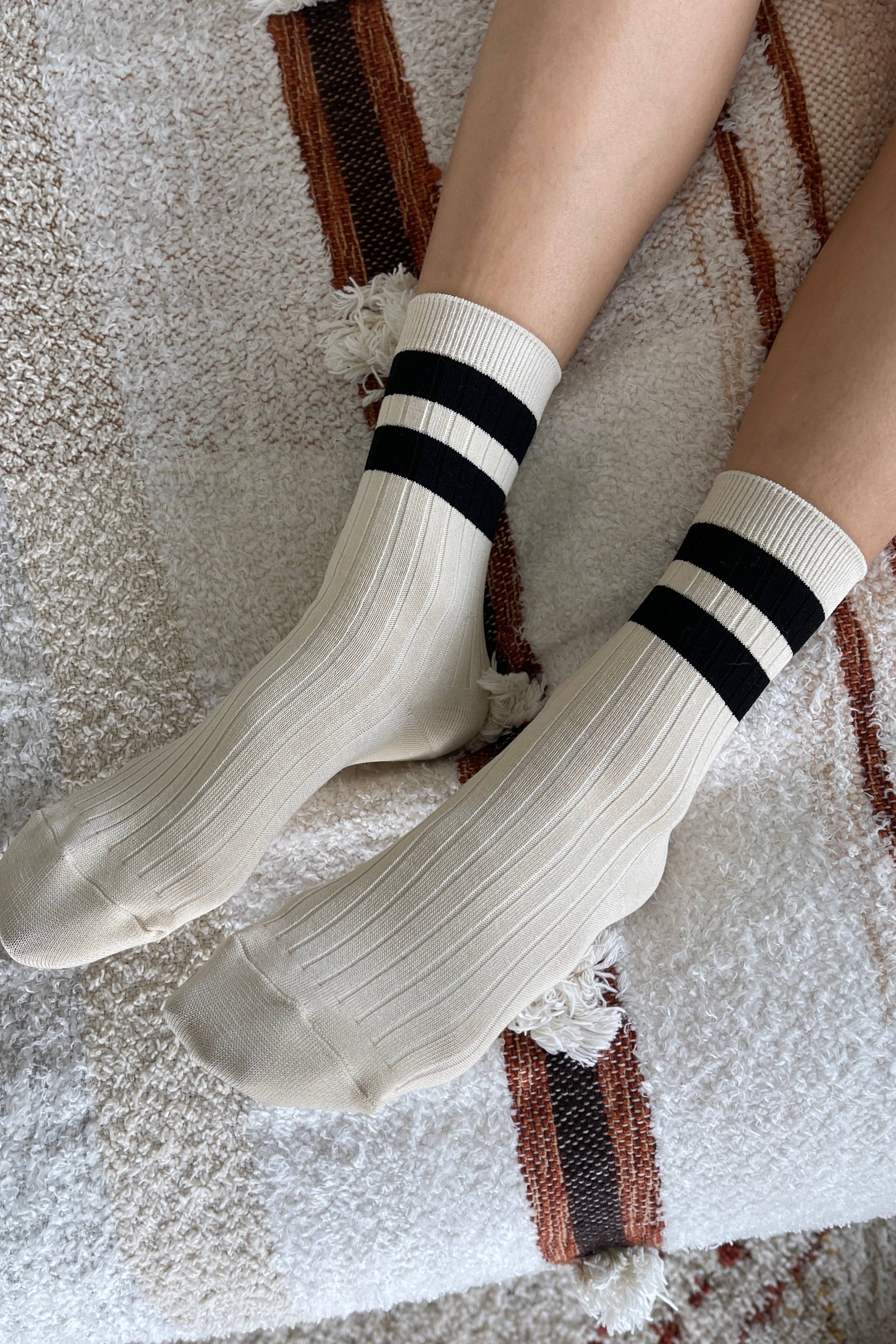 Her Socks - Varsity Cream Black - The Crowd Went Wild