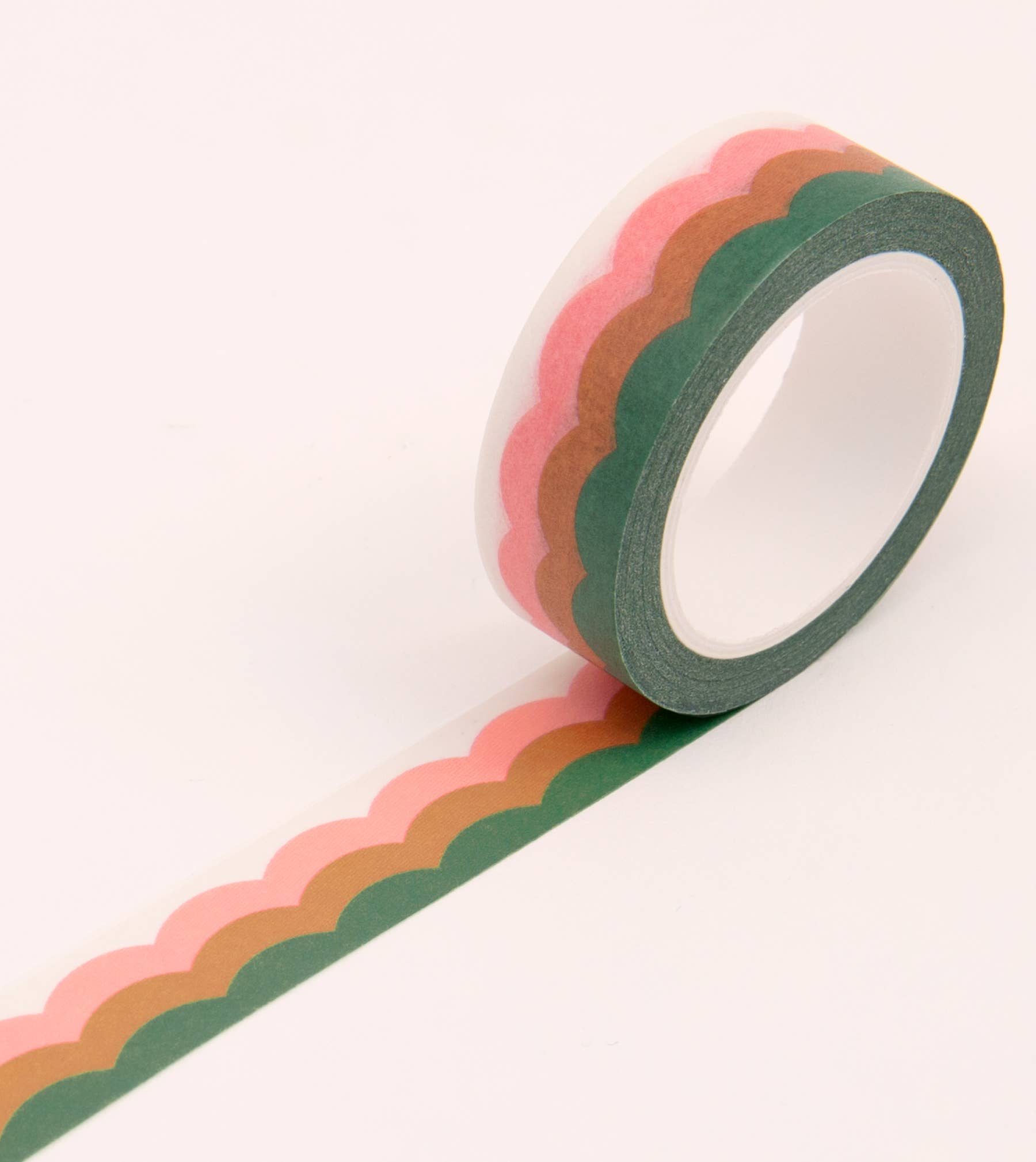 Scallop Pattern Washi Tape - Green and Pink - 15mm - The Crowd Went Wild