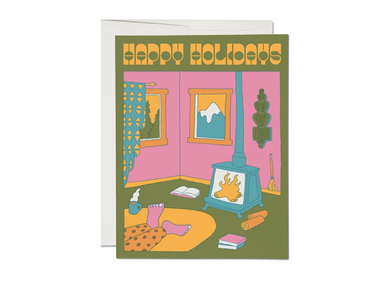 Fireplace holiday greeting card - The Crowd Went Wild