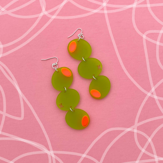 Stuffed Olive Drop Earrings - The Crowd Went Wild