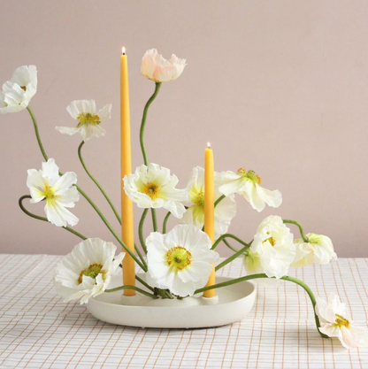 Ceramic Flower Frog Bowl & Taper Holder - The Crowd Went Wild