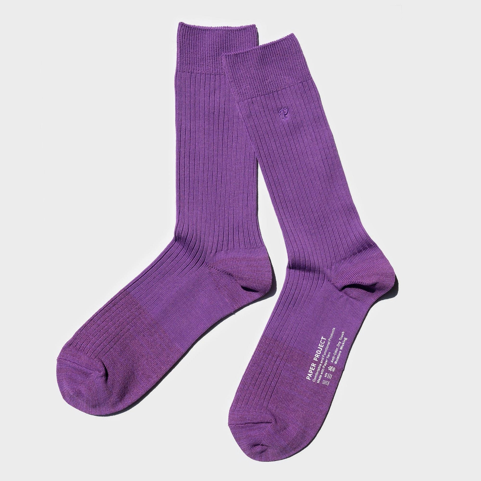 Basic Rib Crew Socks - Purple - The Crowd Went Wild