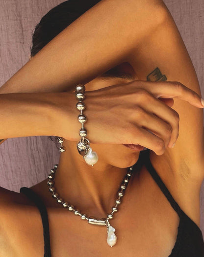 Ball Chain Pearl Bracelet - The Crowd Went Wild