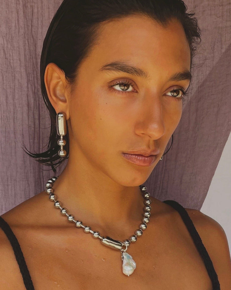 Ball Chain Pearl Necklace- 16” - The Crowd Went Wild