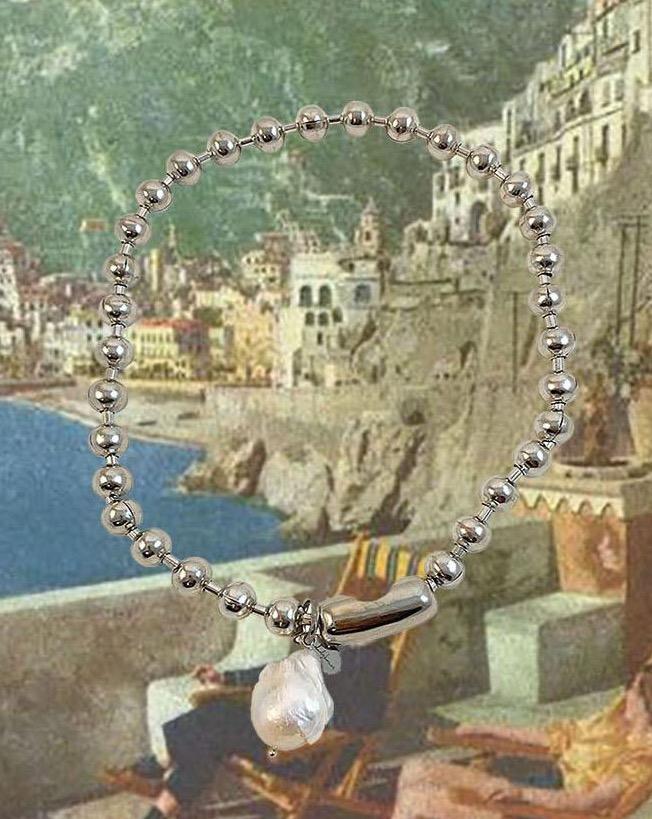 Ball Chain Pearl Necklace- 16” - The Crowd Went Wild