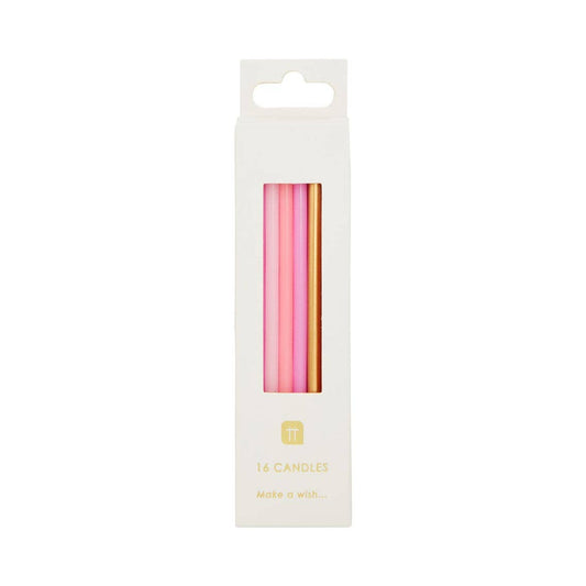 Rose Pink & Gold Birthday Candles - 16 pack - The Crowd Went Wild