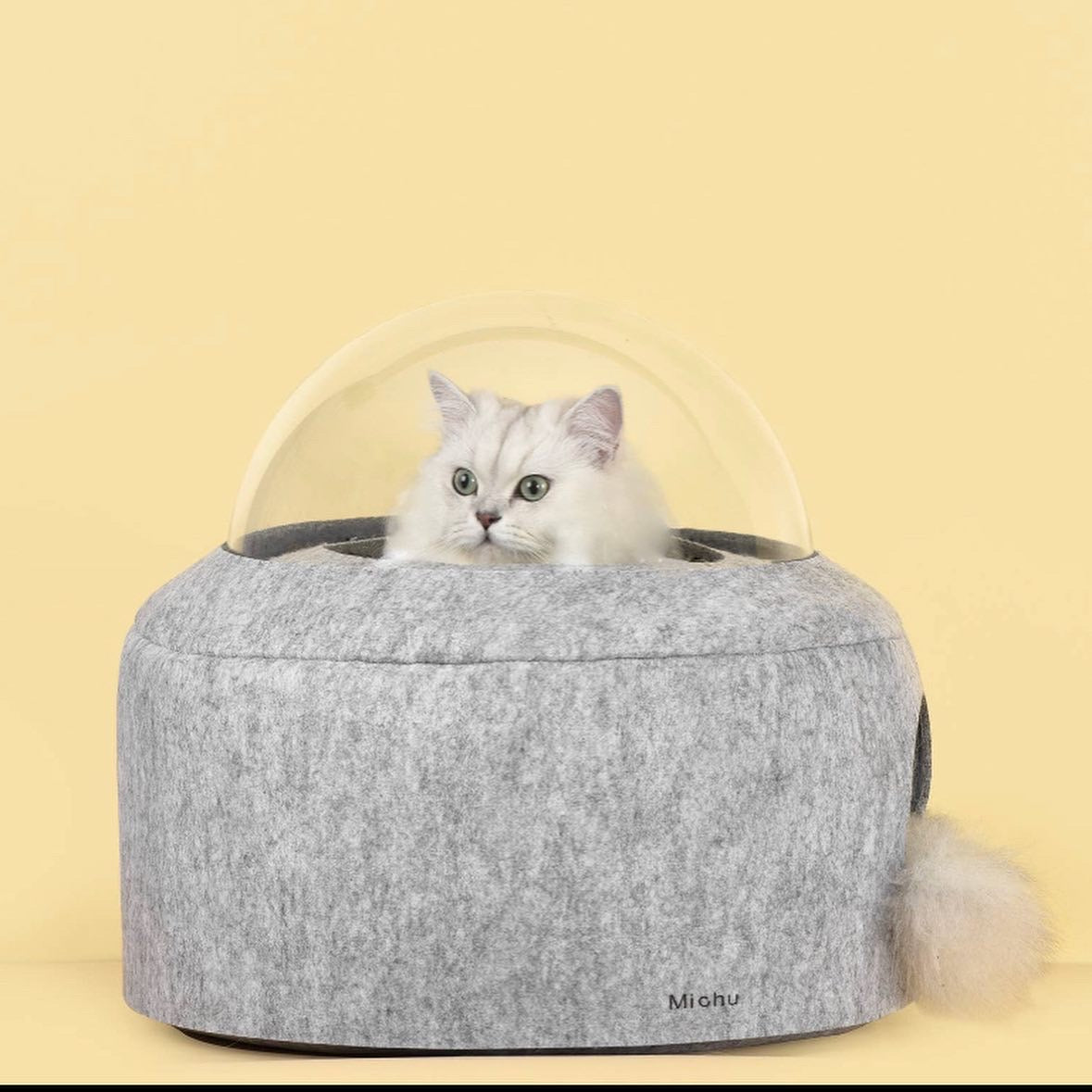 space capsule cat bed with dome top lookout grey