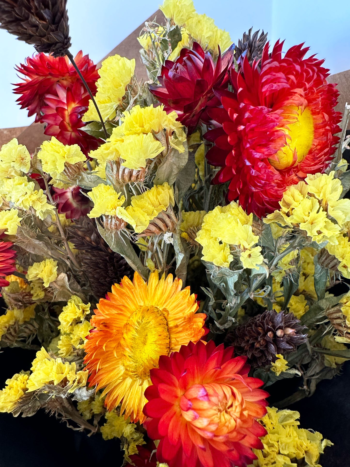 Dried Flower Bunch - Red + Yellow Mix - The Crowd Went Wild