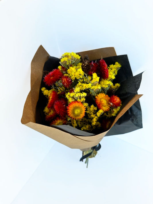 Dried Flower Bunch - Red + Yellow Mix - The Crowd Went Wild